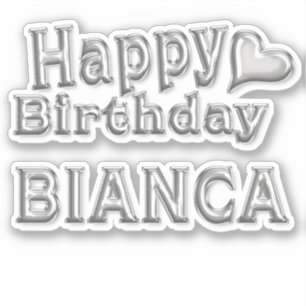 Bianca Happy Birthday silver Aufkleber Sticker