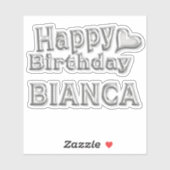 Bianca Happy Birthday silver Aufkleber Sticker (Blatt)