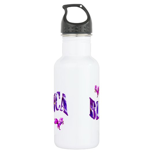 Bianca, Mädchenname aus Stiefmütterchen, Edelstahlflasche (Rückseite)