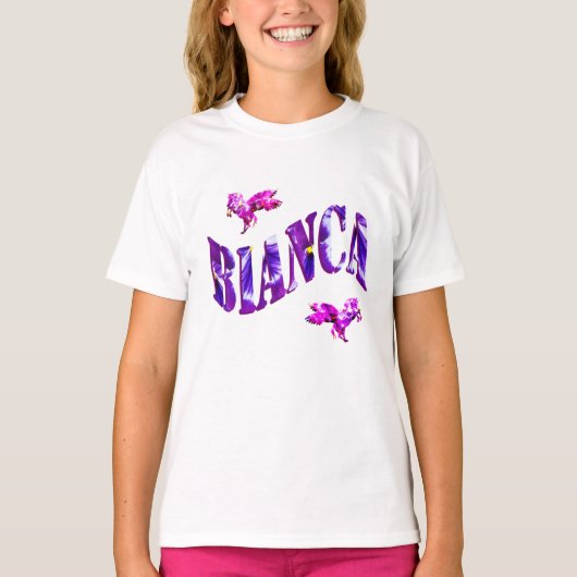 Bianca, Mädchenname aus Stiefmütterchen, T-Shirt (Vorderseite)
