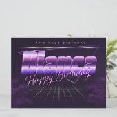 Bianca Name Vorname lila retro Karte Geburtstag (Stehend Vorderseite)