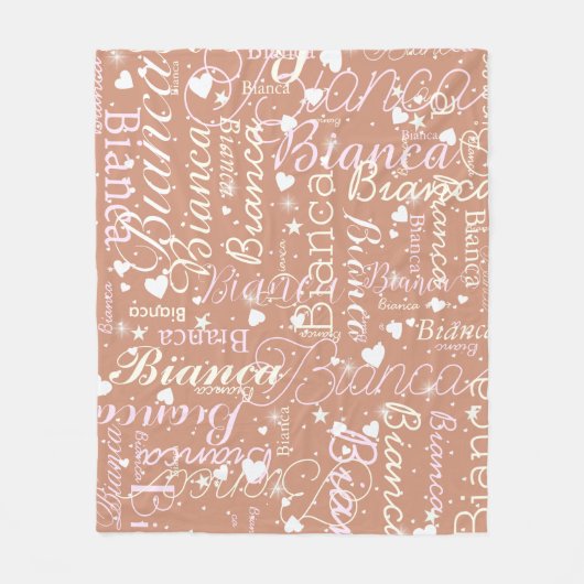 Bianca Personalisiert Name Pattern Boho Rosy Fleecedecke (Vorderseite)
