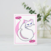 Bianca Toon Kitty Tickled Pinks w Blume Postkarte (Stehend Vorderseite)