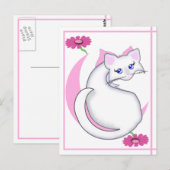 Bianca Toon Kitty Tickled Pinks w Blume Postkarte (Vorne/Hinten)