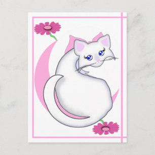 Bianca Toon Kitty Tickled Pinks w Blume Postkarte
