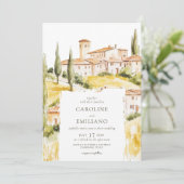 BIANCA Wasserfarbe Toskanische Landschaft Hochzeit Einladung (Stehend Vorderseite)