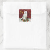 Bianca's Maine Coon Christmas - Katze / Kitten Quadratischer Aufkleber (Tasche)