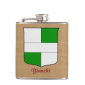 Bianchi Surname Heraldic Shield Flachmann (Vorderseite)