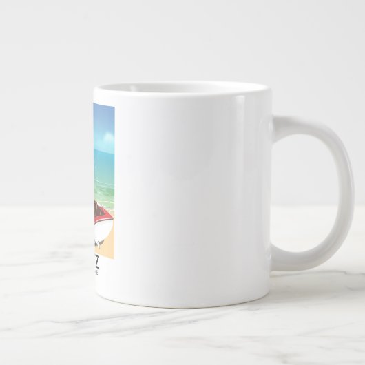 Biarritz France Beach Reiseplakat Jumbo-Tasse (Rechts)