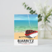 Biarritz France Beach Reiseplakat Postkarte (Stehend Vorderseite)