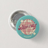 Biarritz France Retro Vintages Party rosa Button (Vorne & Hinten)