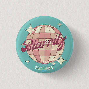 Biarritz France Retro Vintages Party rosa Button