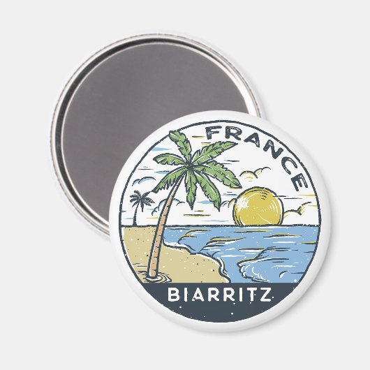 Biarritz France Vintag Magnet (Vorderseite/Rückseite)