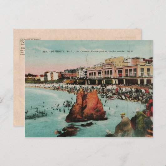 Biarritz Le casino Municipal Replika 1917 Postkarte (Vorne/Hinten)