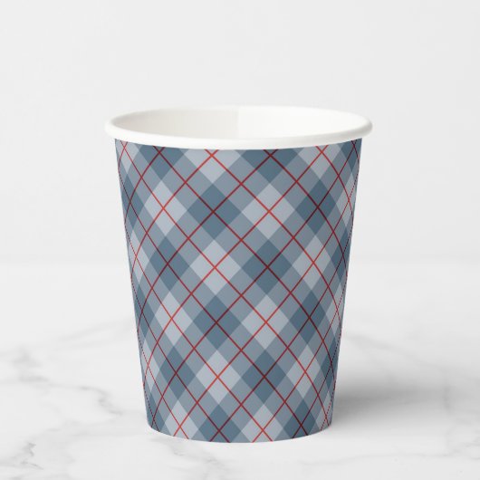 Bias Kariert Blue-Red Stripe Pappbecher (Links)