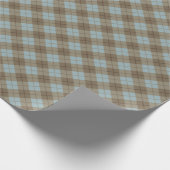 Bias Kariert in Blau und Braun Geschenkpapier (Ecke)