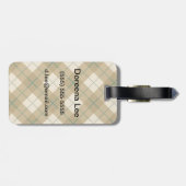 Bias Kariert in Gold mit grünem Streifen Gepäckanhänger (Rückseite horizontal)