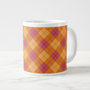 Bias Kariert in Orange und Pink Jumbo-Tasse