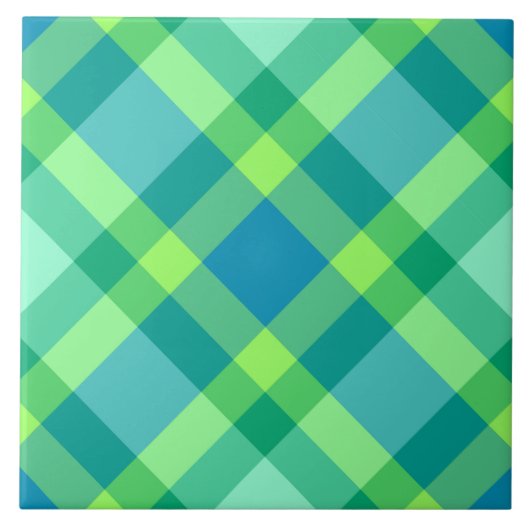 Bias Kariert, Jade Green & Turquoise aus dem Mitte Fliese (Vorderseite)
