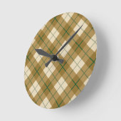 Bias Plaid in Gold with Green Stripe Runde Wanduhr (Winkel)