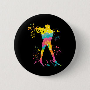 Biathlete Nordic Ski Biathlon 23 Button