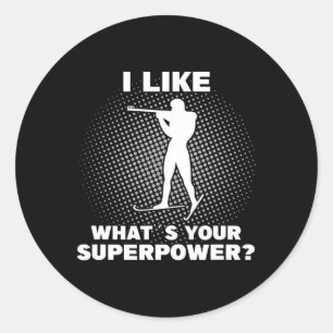 Biathlete Superpower - Cooler Wintersport - I Lieb Runder Aufkleber