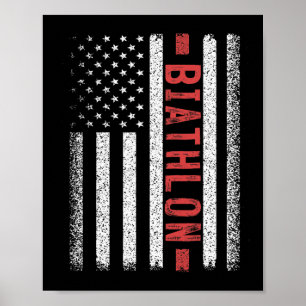 Biathlon American Flag 4. Juli Biathlon Runner Poster