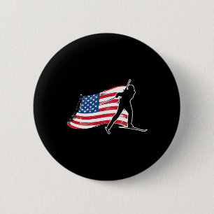 Biathlon American Flag Usa Geschenk - Biathlon Tea Button
