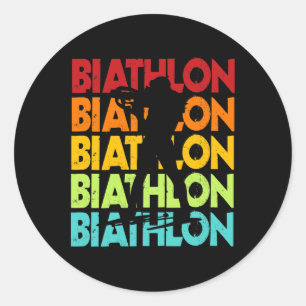 Biathlon Design Biathlete Langlaufloipe Ski Runder Aufkleber