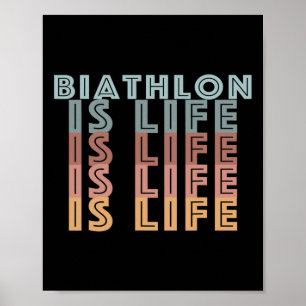 Biathlon ist das Retro-Farbwort Poster