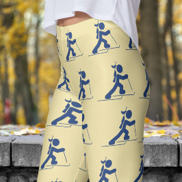 Biathlon-Muster für bezaubernde Weiße und Blaue Fr Leggings