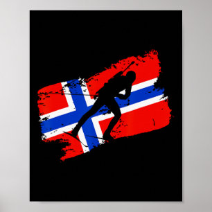 Biathlon Norwegen Flag Norweigan Cross Country Ski Poster