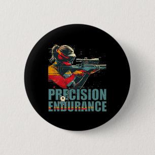 Biathlon Präzision und Ausdauer Retro Winterspur Button