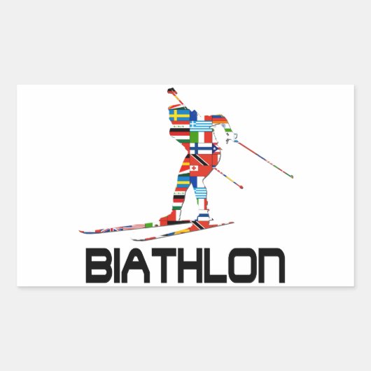 Biathlon Rechteckiger Aufkleber (Vorderseite)
