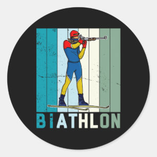 Biathlon Ski Langlaufloipe 6 Runder Aufkleber