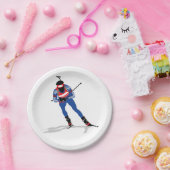 Biathlon Skier Wintersportsportler in Aktion Pappteller (Party)