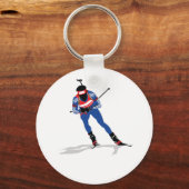Biathlon Skier Wintersportsportler in Aktion Schlüsselanhänger (Vorderseite)