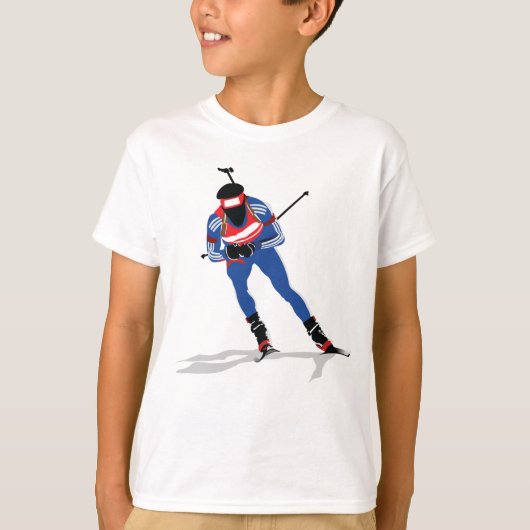 Biathlon Skier Wintersportsportler in Aktion T-Shirt (Vorderseite)