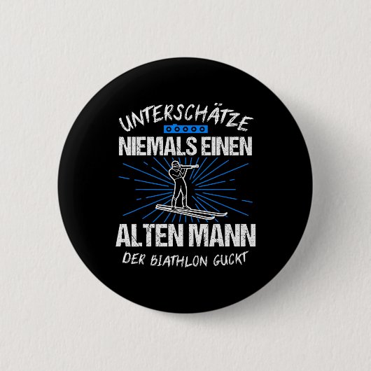Biathlon Skifahren Ski Langlauf Geschenk Button (Vorderseite)