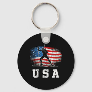 Biathlon Usa! Patriotisches Skifahren und Schießen Schlüsselanhänger