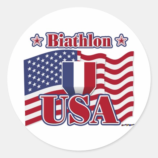 Biathlon USA Runder Aufkleber (Vorderseite)