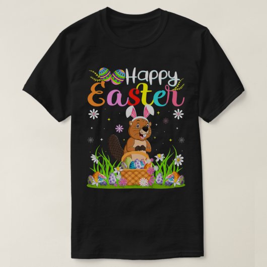 Biaver Bunny Egg Jagd Funny Beaver Happy Oster T-Shirt (Design vorne)