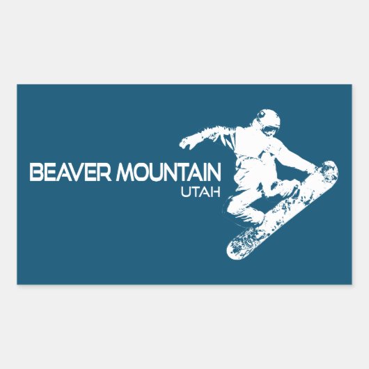 Biaver Mountain Resort Utah Snowboarder Rechteckiger Aufkleber (Vorderseite)