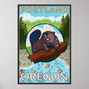 Biaver & River - Portland, Oregon Poster