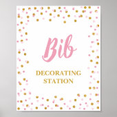 Bib Decoration Station Baby Dusche Schild Pink Gol (Vorne)
