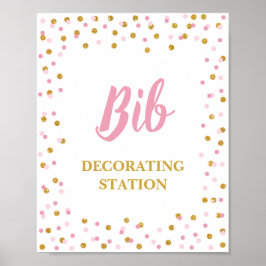 Bib Decoration Station Baby Dusche Schild Pink Gol
