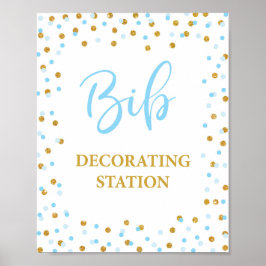 Bib Decoration Station Babydusche signieren Blue G Poster