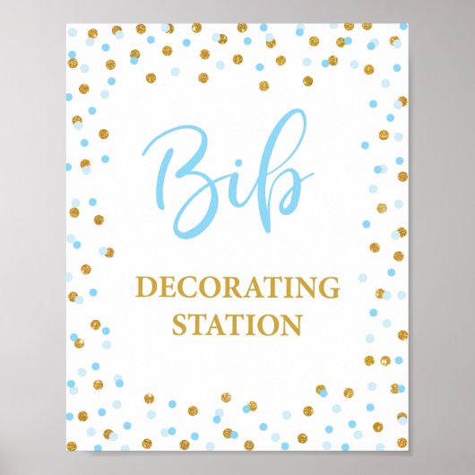 Bib Decoration Station Babydusche signieren Blue G Poster (Vorne)