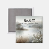 Bibel-Anführungsmagnet. Ruhige Wintersee-Szene. Magnet (Vorderseite/Rückseite)