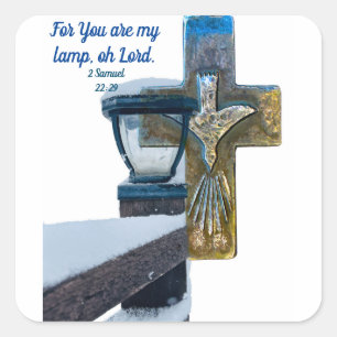 Bibel: Du bist meine Lampe, oh, Lord Cross-Glaube  Quadratischer Aufkleber